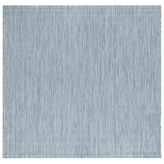 SAFAVIEH Courtyard Blazhe Chevron Indoor/Outdoor Area Rug, Aqua/Grey, 9' x 9' Square