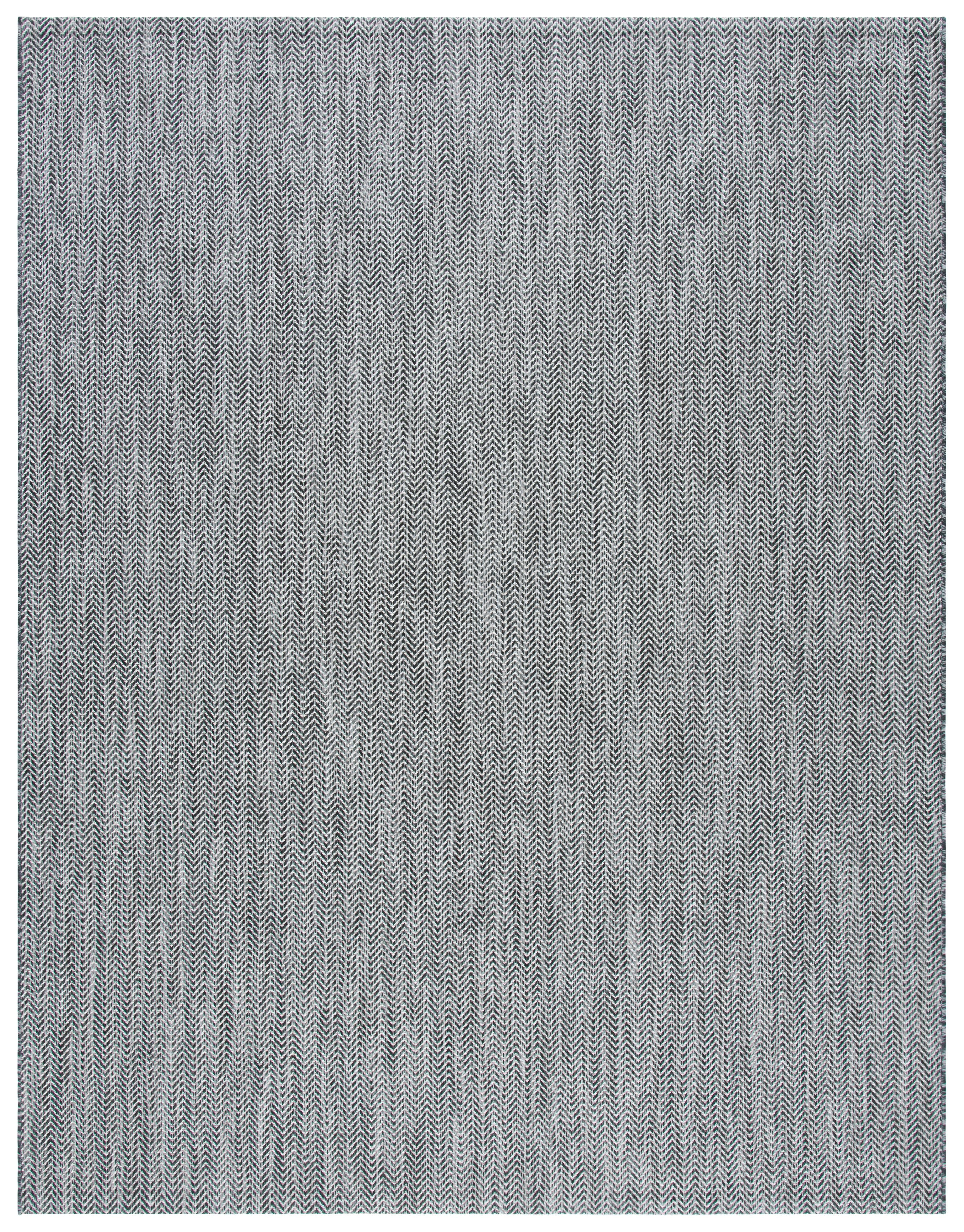 SAFAVIEH Courtyard Blazhe Chevron Indoor/Outdoor Area Rug, Black/Beige, 10' x 14'