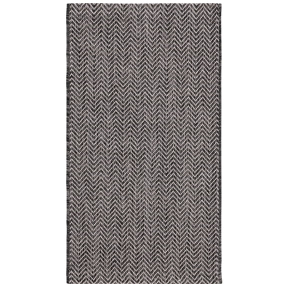 SAFAVIEH Courtyard Blazhe Chevron Indoor/Outdoor Area Rug, Black/Beige, 2' x 3'7"