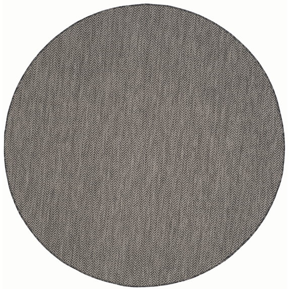 SAFAVIEH Courtyard Blazhe Chevron Indoor/Outdoor Area Rug, Black/Beige, 4' x 4' Round
