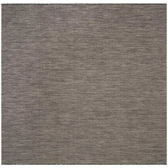 SAFAVIEH Courtyard Blazhe Chevron Indoor/Outdoor Area Rug, Black/Beige, 5'3" x 5'3" Square