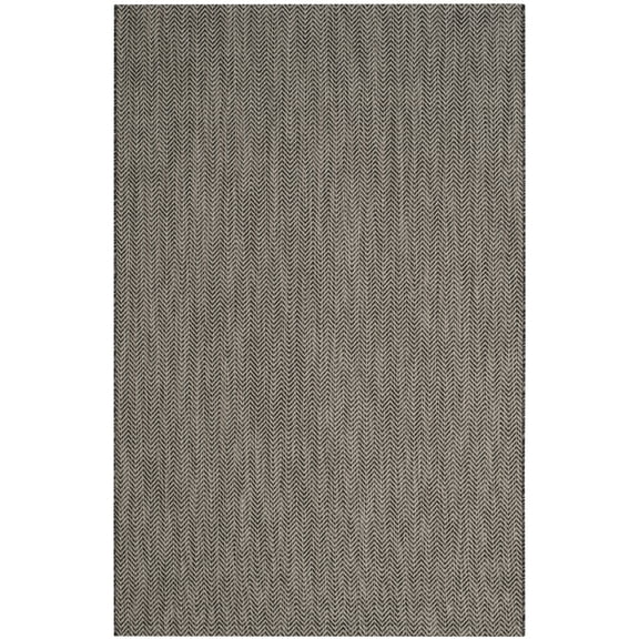SAFAVIEH Courtyard Blazhe Chevron Indoor/Outdoor Area Rug, Black/Beige, 5'3" x 7'7"