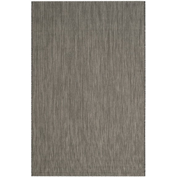 SAFAVIEH Courtyard Blazhe Chevron Indoor/Outdoor Area Rug, Black/Beige, 5'3" x 7'7"