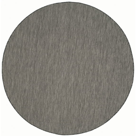 SAFAVIEH Courtyard Blazhe Chevron Indoor/Outdoor Area Rug, Black/Beige, 7'10" x 7'10" Round