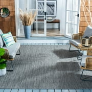 SAFAVIEH Courtyard Blazhe Chevron Indoor/Outdoor Area Rug, Black/Beige, 9' x 12'