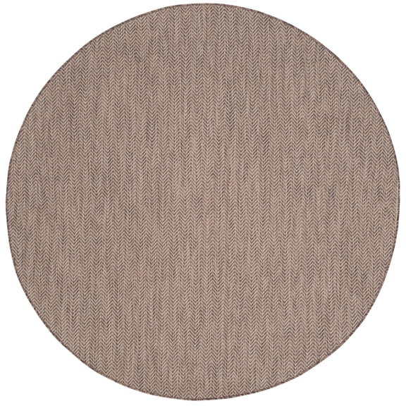 SAFAVIEH Courtyard Blazhe Chevron Indoor/Outdoor Area Rug, Brown/Beige, 4' x 4' Round