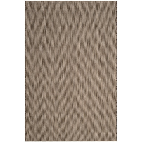 SAFAVIEH Courtyard Blazhe Chevron Indoor/Outdoor Area Rug, Brown/Beige, 4' x 5'7"