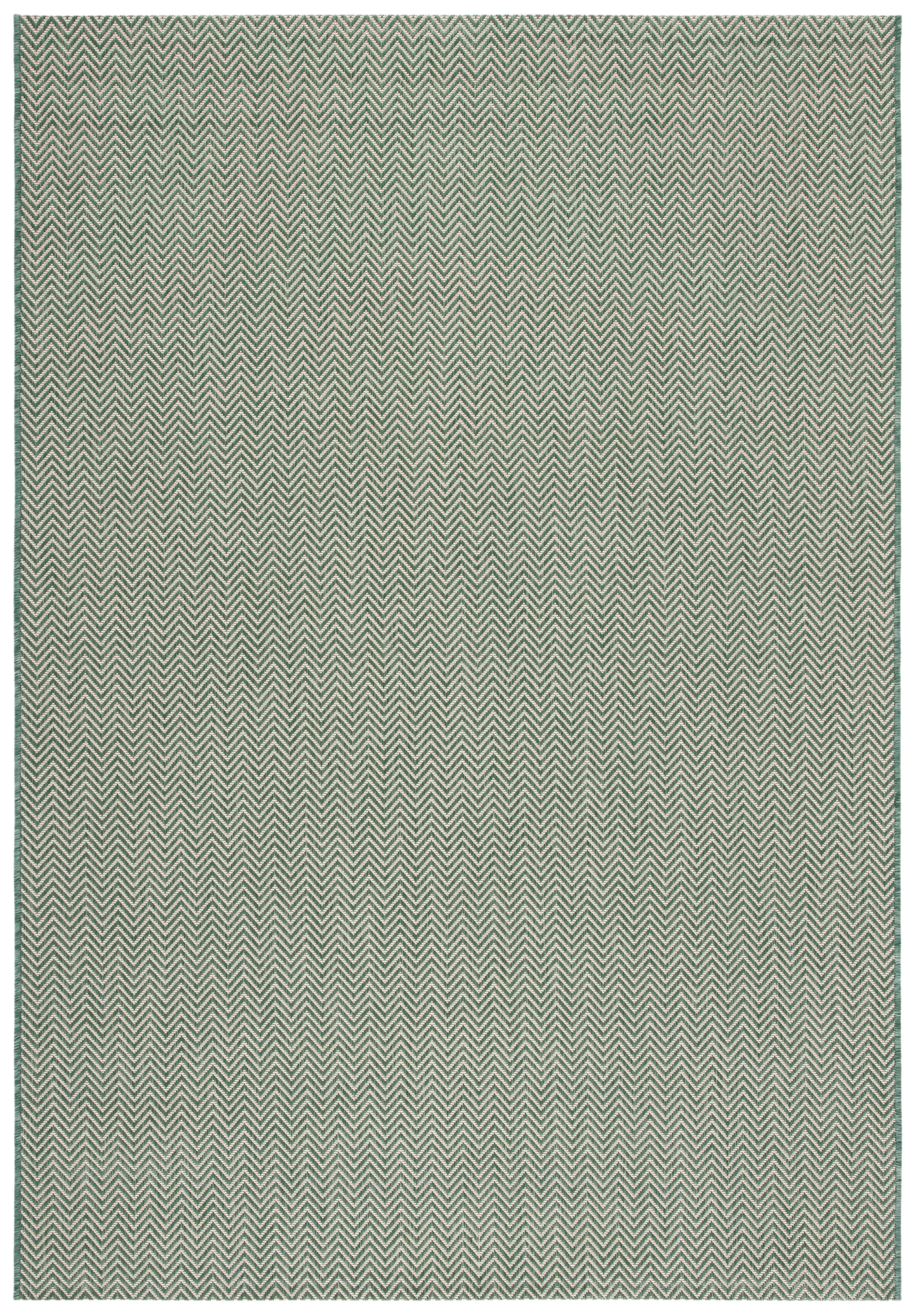 Dark Green and Beige Chevron Indoor/Outdoor Synthetic Rug
