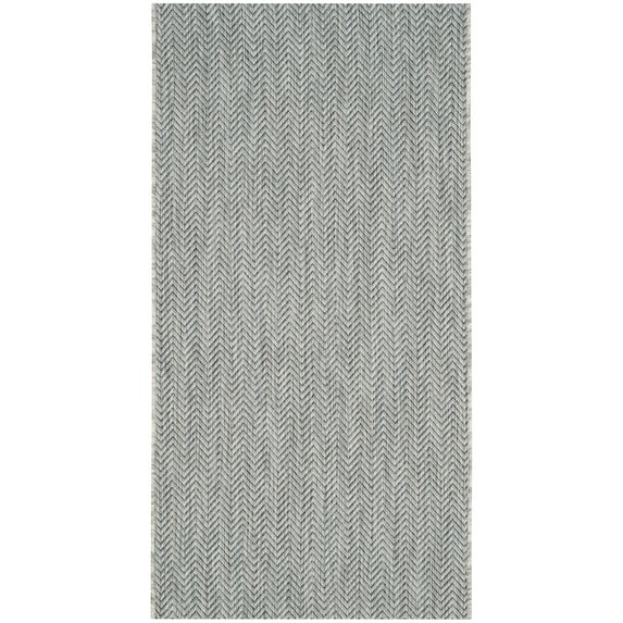 SAFAVIEH Courtyard Blazhe Chevron Indoor/Outdoor Area Rug, Grey/Navy, 2'7" x 5'