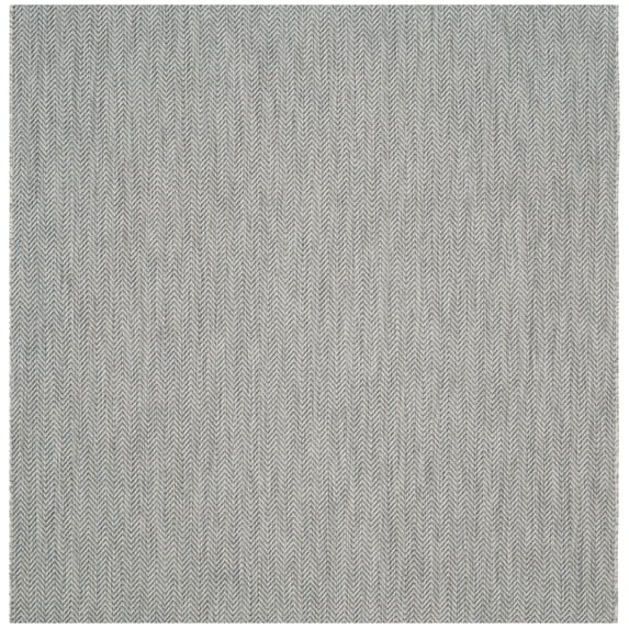 SAFAVIEH Courtyard Blazhe Chevron Indoor/Outdoor Area Rug, Grey/Navy, 4' x 4' Square