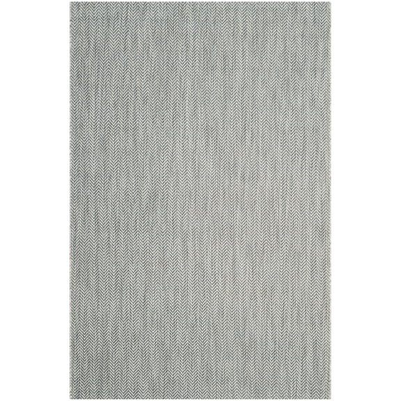 SAFAVIEH Courtyard Blazhe Chevron Indoor/Outdoor Area Rug, Grey/Navy, 6'7" x 9'6"