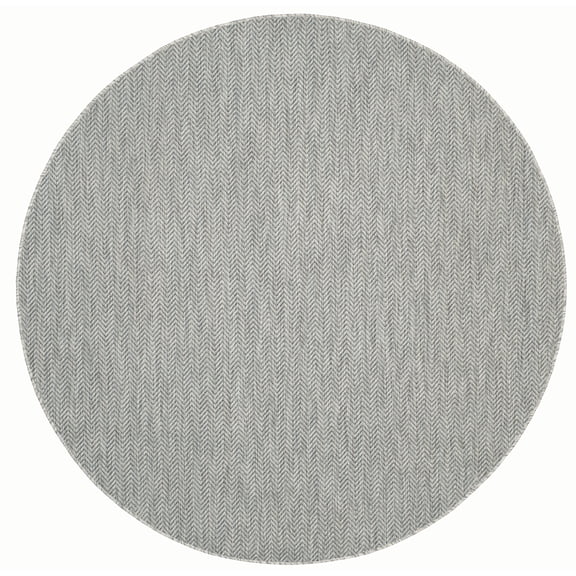 SAFAVIEH Courtyard Blazhe Chevron Indoor/Outdoor Area Rug, Grey/Navy, 9' x 9' Round
