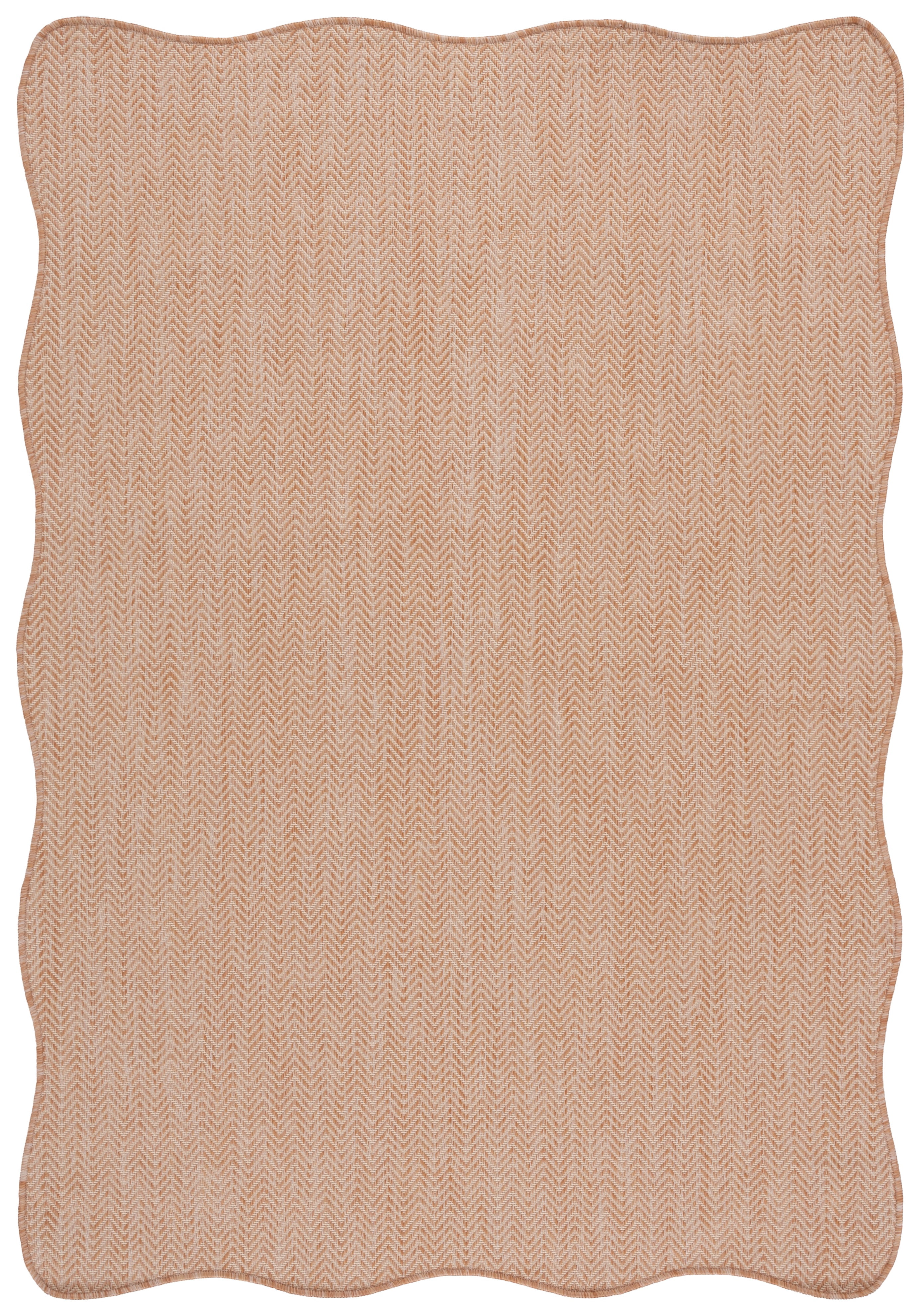 SAFAVIEH Courtyard Blazhe Chevron Indoor/Outdoor Area Rug, Natural/Cream, 5'3" x 7'7" Scalloped