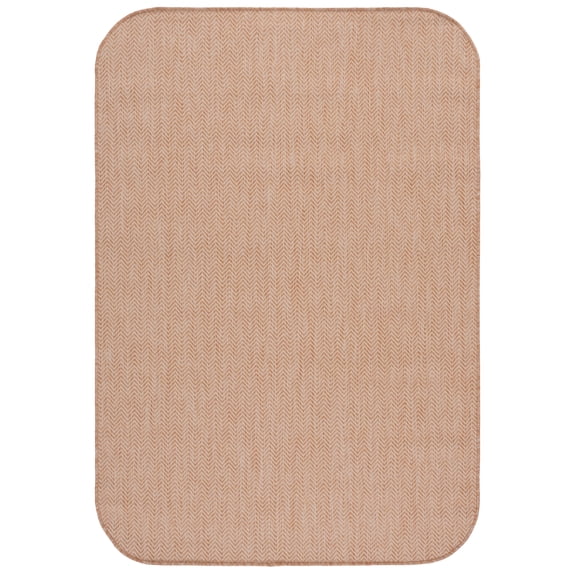 SAFAVIEH Courtyard Blazhe Chevron Indoor/Outdoor Area Rug, Natural/Cream, 6'7" x 9'6" Round Rectangle
