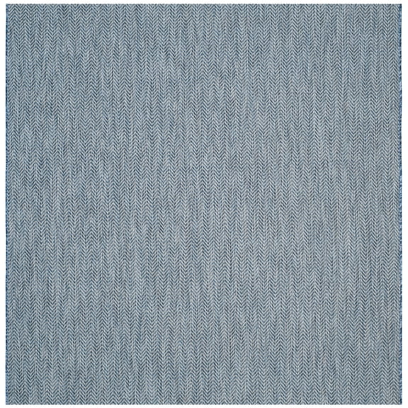 SAFAVIEH Courtyard Blazhe Chevron Indoor/Outdoor Area Rug, Navy/Grey, 6'7" x 6'7" Square