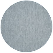 SAFAVIEH Courtyard Blazhe Chevron Indoor/Outdoor Area Rug, Navy/Grey, 9' x 9' Round