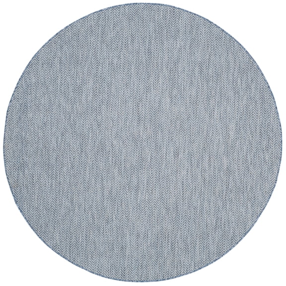 SAFAVIEH Courtyard Blazhe Chevron Indoor/Outdoor Area Rug, Navy/Grey, 9' x 9' Round