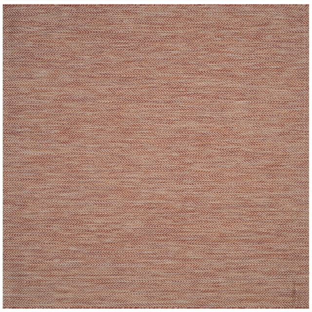 SAFAVIEH Courtyard Blazhe Chevron Indoor/Outdoor Area Rug, Red/Beige, 4' x 4' Square