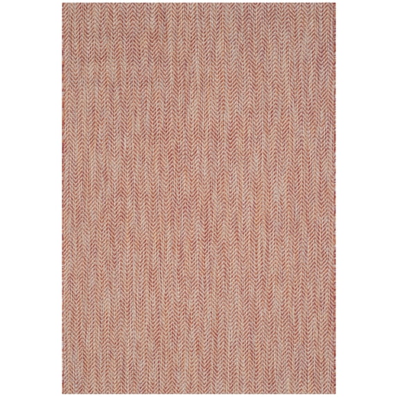 SAFAVIEH Courtyard Blazhe Chevron Indoor/Outdoor Area Rug, Red/Beige, 4' x 5'7"