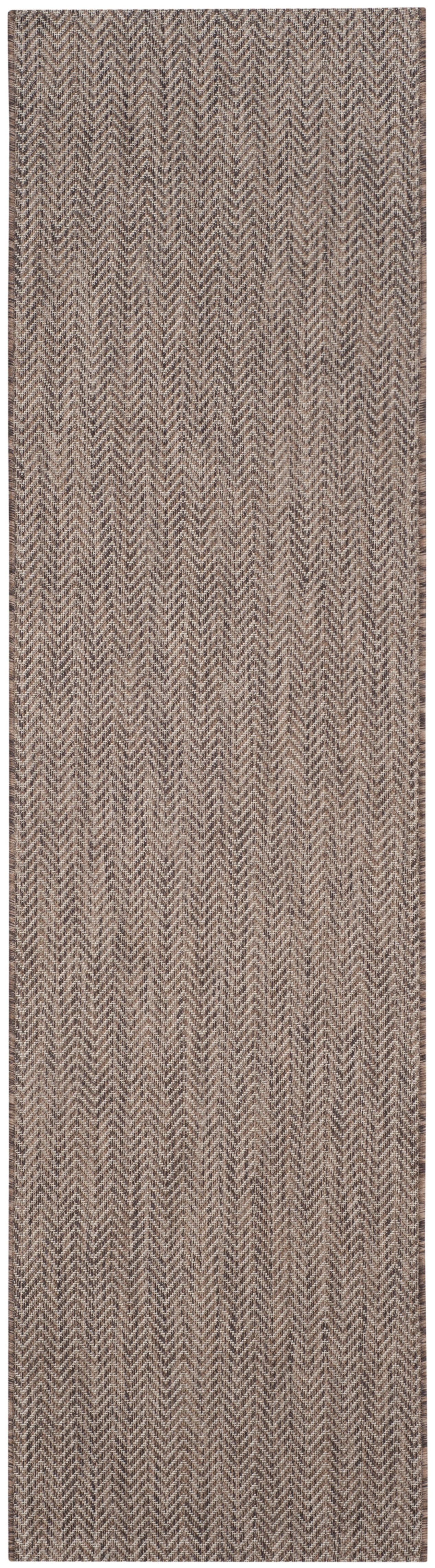 SAFAVIEH Courtyard Blazhe Chevron Indoor/Outdoor Runner Rug, Brown/Beige, 2'3" x 10'