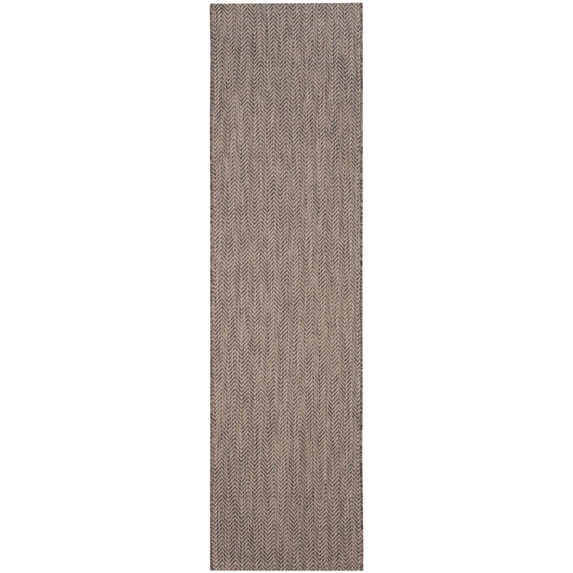 SAFAVIEH Courtyard Blazhe Chevron Indoor/Outdoor Runner Rug, Brown/Beige, 2'3" x 5'