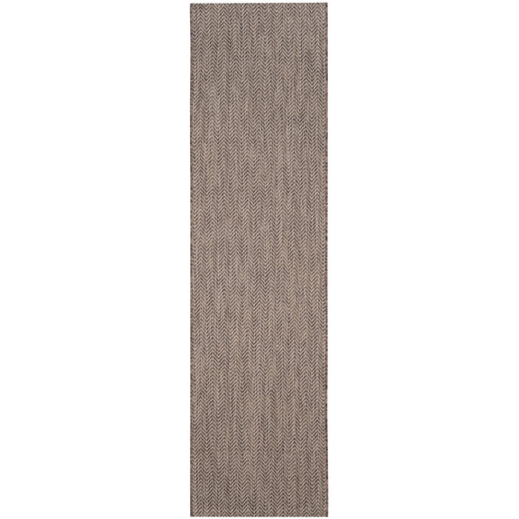 SAFAVIEH Courtyard Blazhe Chevron Indoor/Outdoor Runner Rug, Brown/Beige, 2'3" x 5'