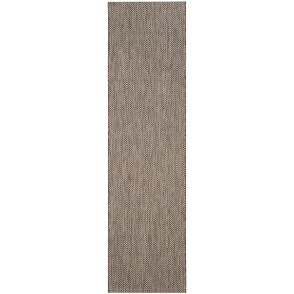 SAFAVIEH Courtyard Blazhe Chevron Indoor/Outdoor Runner Rug, Brown/Beige, 2'3" x 8'