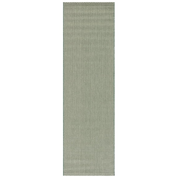 SAFAVIEH Courtyard Blazhe Chevron Indoor/Outdoor Runner Rug, Dark Green/Beige, 2'3" x 8'