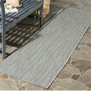 SAFAVIEH Courtyard Blazhe Chevron Indoor/Outdoor Runner Rug, Grey/Navy, 2'3" x 6'7"