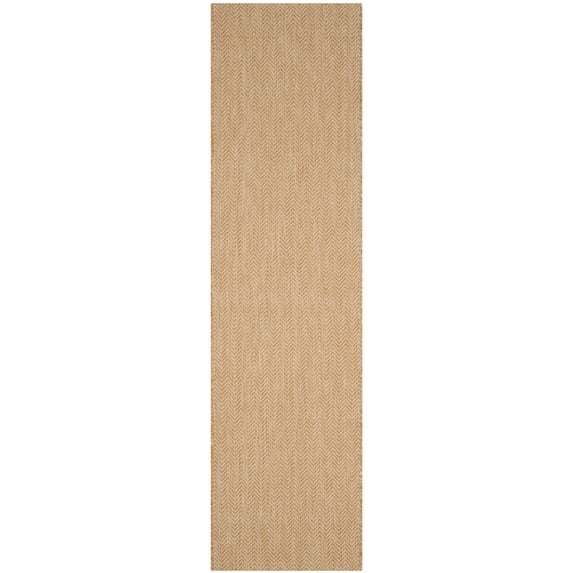 SAFAVIEH Courtyard Blazhe Chevron Indoor/Outdoor Runner Rug, Natural/Cream, 2'3" x 18'