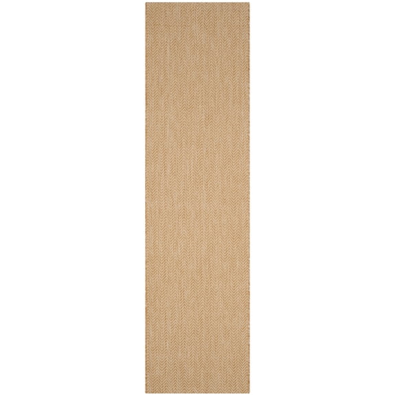 SAFAVIEH Courtyard Blazhe Chevron Indoor/Outdoor Runner Rug, Natural/Cream, 2'3" x 22'