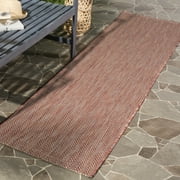 SAFAVIEH Courtyard Blazhe Chevron Indoor/Outdoor Runner Rug, Red/Beige, 2'3" x 8'