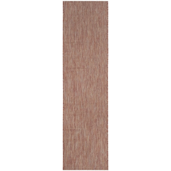 SAFAVIEH Courtyard Blazhe Chevron Indoor/Outdoor Runner Rug, Red/Beige, 2'3" x 8'