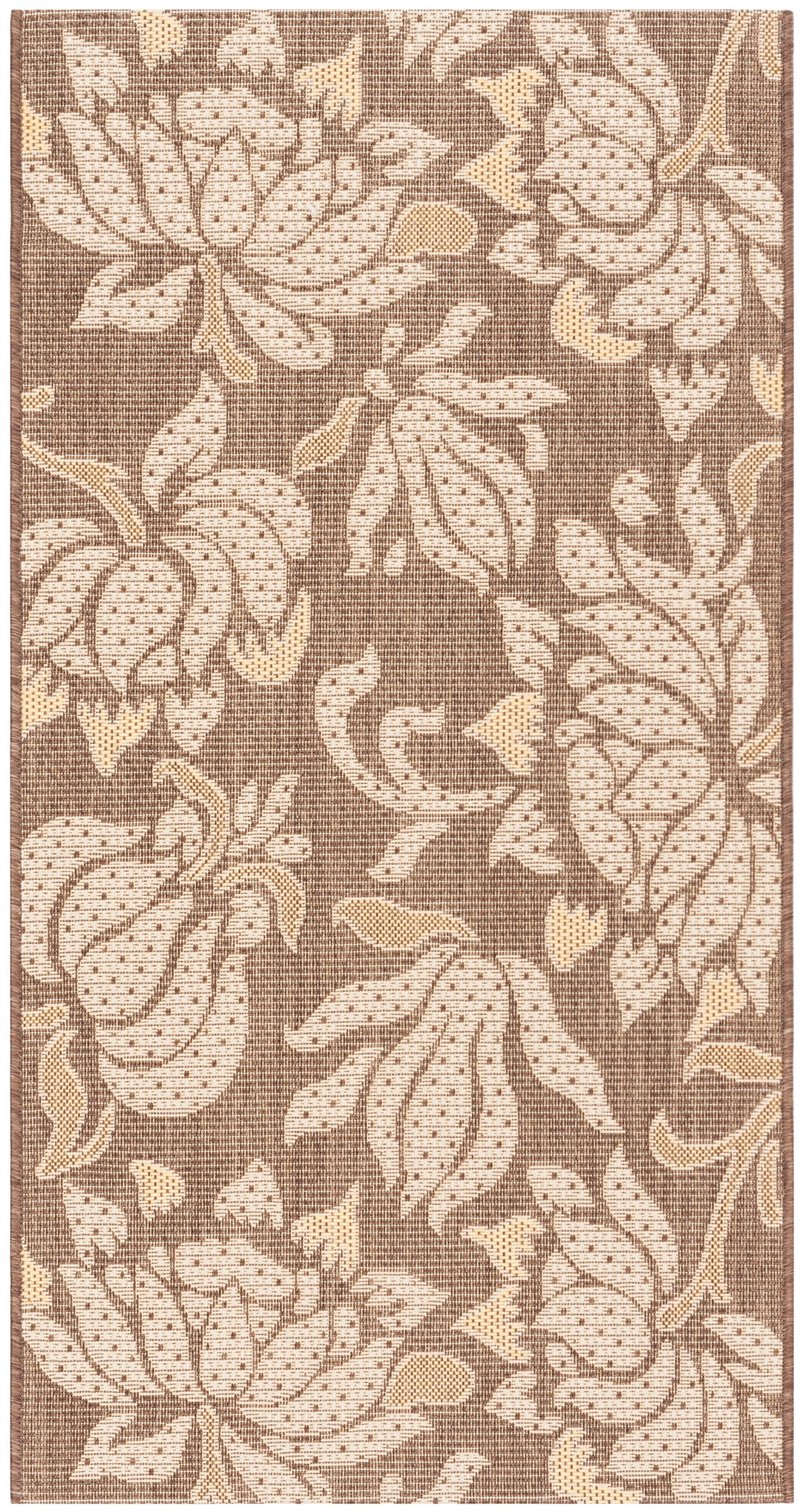 Light Chocolate and Cream Synthetic Rectangular Indoor/Outdoor Rug, 2'7" x 5'