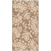SAFAVIEH Courtyard Bogdan Floral Indoor/Outdoor Area Rug, Light Chocolate/Cream, 2'7" x 5'