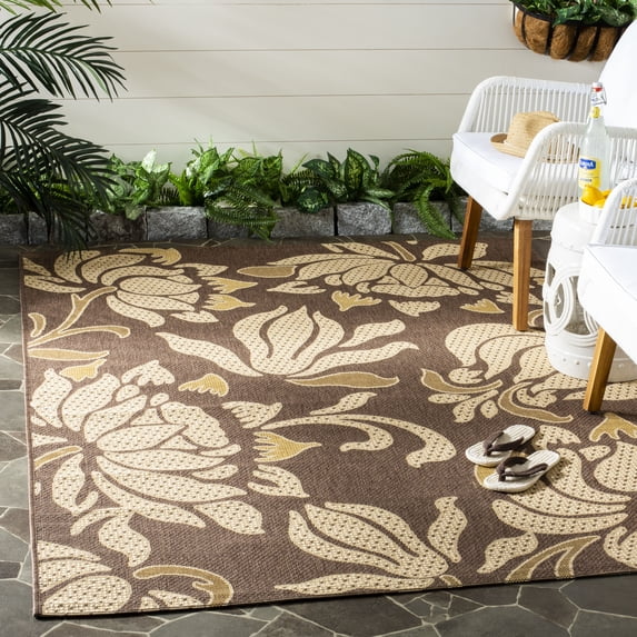 Safavieh Courtyard Bogdan Floral Indoor/Outdoor Area Rug, Light Chocolate/Cream, 2'7" x 5'