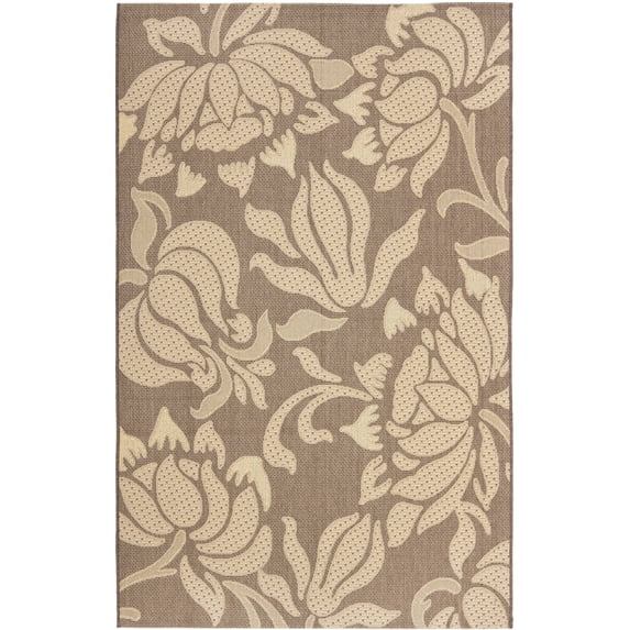 Safavieh Courtyard Bogdan Floral Indoor/Outdoor Area Rug, Light Chocolate/Cream, 8' x 11'