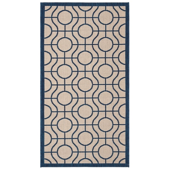 Safavieh Courtyard Brian Geometric Indoor/Outdoor Area Rug, Beige/Navy, 2'7" x 5'