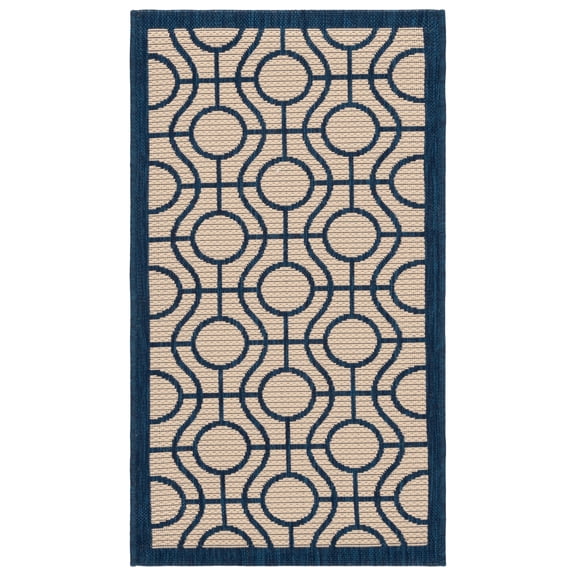 Safavieh Courtyard Brian Geometric Indoor/Outdoor Area Rug, Beige/Navy, 2' x 3'7"