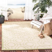 Safavieh Courtyard Brian Geometric Indoor/Outdoor Area Rug, Beige/Sweet Pea, 5'3" x 7'7"