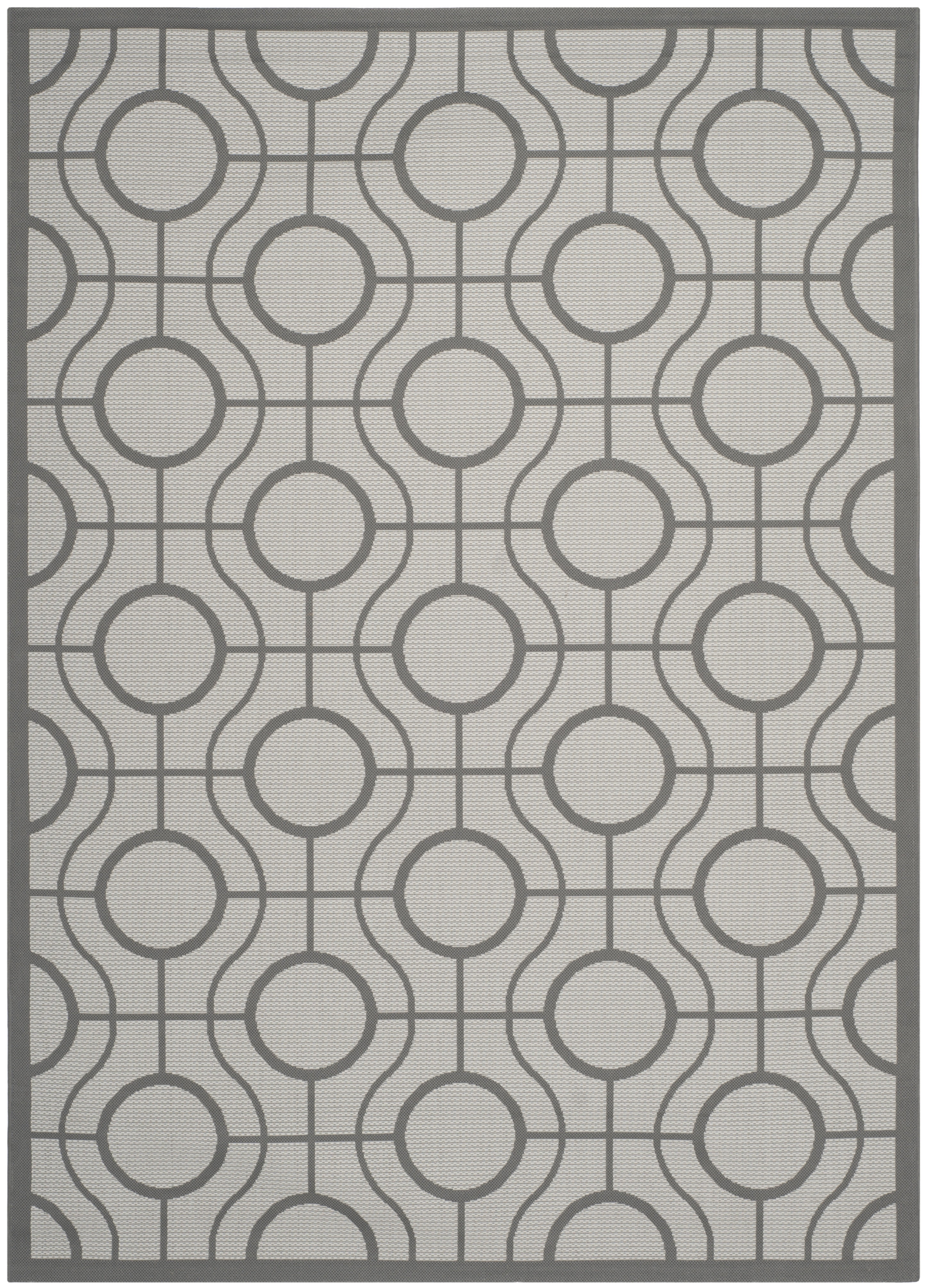 Elegant Reversible Gray Synthetic 4' x 5'7" Indoor/Outdoor Rug