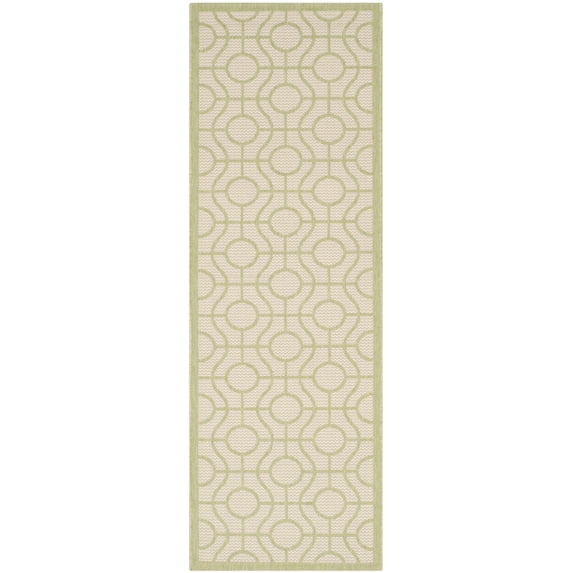 Safavieh Courtyard Brian Geometric Indoor/Outdoor Runner Rug, Beige/Sweet Pea, 2'3" x 6'7"