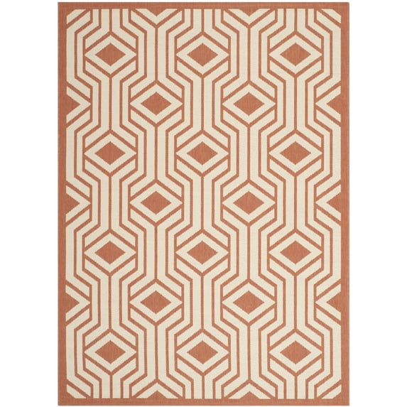 Safavieh Courtyard Brody Geometric Indoor/Outdoor Area Rug, Beige/Terracotta, 5'3" x 7'7"