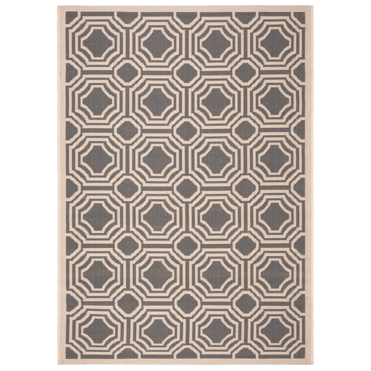 Courtyard CY6112 Power Loomed Indoor and Outdoor Accent Rug - Anthracite/Beige - 2'7"x5' - Safavieh