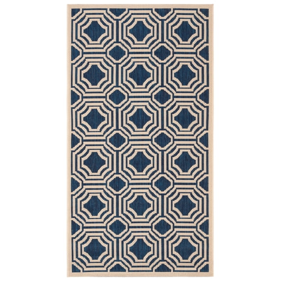 Safavieh Courtyard Brooklyn Geometric Indoor/Outdoor Area Rug, Navy/Beige, 2'7" x 5'