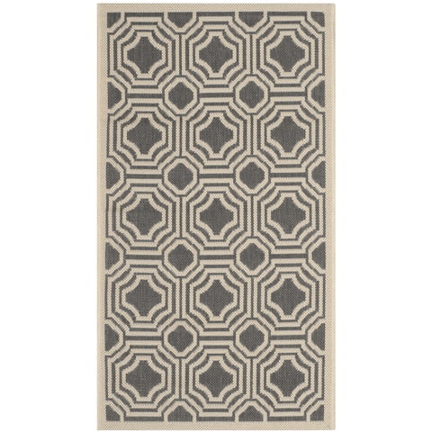 Safavieh Courtyard Brooklyn Geometric Indoor/Outdoor Area Rug, Anthracite/Beige, 2' x 3'7"