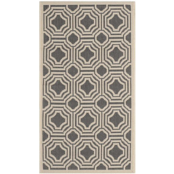 Safavieh Courtyard Brooklyn Geometric Indoor/Outdoor Area Rug, Anthracite/Beige, 2' x 3'7"