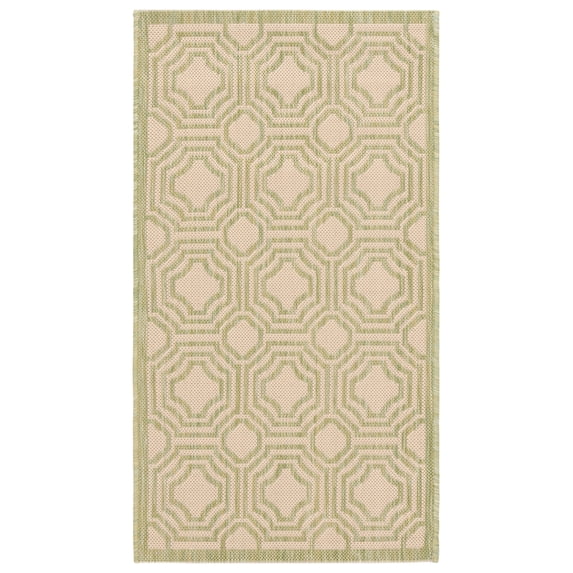 Safavieh Courtyard Brooklyn Geometric Indoor/Outdoor Area Rug, Beige/Sweet Pea, 2' x 3'7"