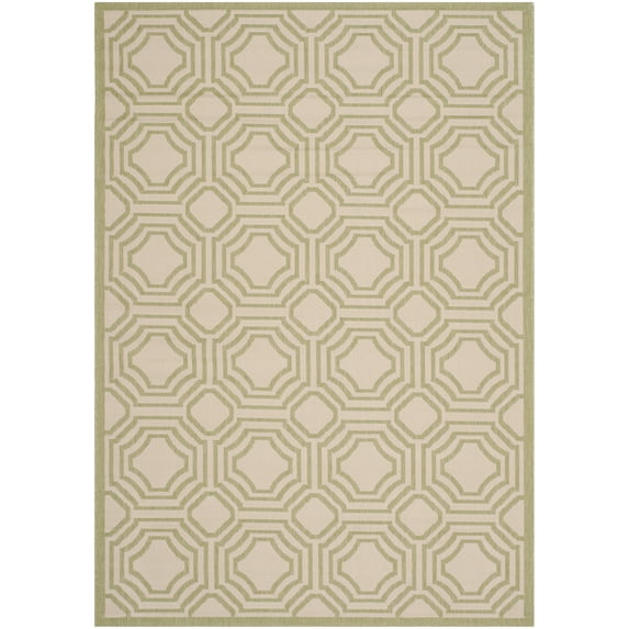 Safavieh Courtyard Brooklyn Geometric Indoor/Outdoor Area Rug, Beige/Sweet Pea, 4' x 5'7"