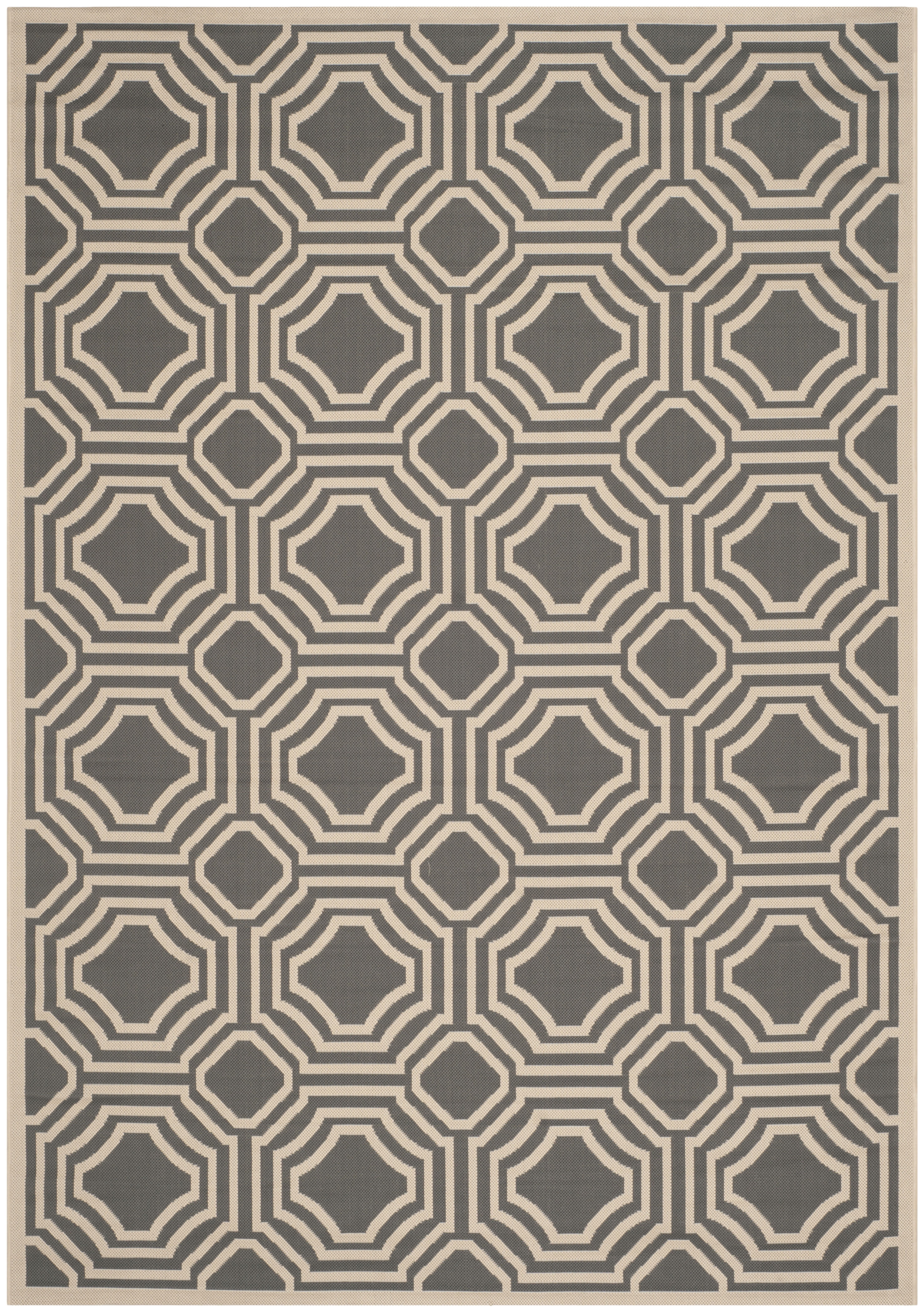 Safavieh Courtyard Brooklyn Geometric Indoor/Outdoor Area Rug, Anthracite/Beige, 5'3" x 7'7"